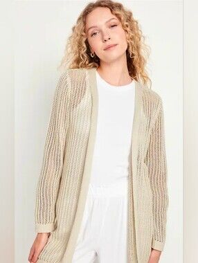 Old Navy Open-Weave Cream Cardigan Sweater